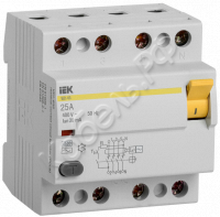 Дифференциальный выключатель (УЗО) ВД1-63 4п 25А 30мА тип AC IEK MDV10-4-025-030