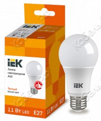 Светодиодная лампа A60 11Вт 230В 3000К E27 (10шт/уп) IEK LLE-A60-11-230-30-E27