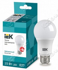 Светодиодная лампа A60 15Вт 230В 4000К E27 (10шт/уп) IEK LLE-A60-15-230-40-E27