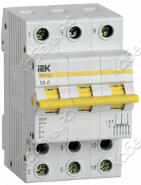 Выключатель нагрузки трехпозиционный ВРТ-63 3п 50А IEK MPR10-3-050