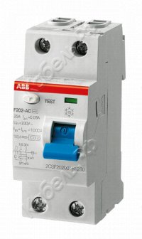 Дифференциальный выключатель (УЗО) F202 2п 25А 30мА тип A ABB 2CSF202101R1250