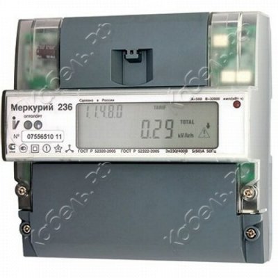 Счетчик электроэнергии Меркурий 236 ART-02 PQRS 5-100A/400В (1ф/мнтар) ЖКИ (DIN) Инкотекс СК фото главное