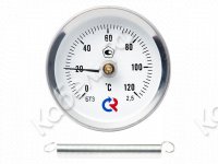 Термометр биметаллический БТ-30.010 (0-60С) кл.т. 2,5 с пружиной РОСМА